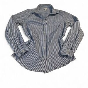 J. Crew Blue and White Striped Button Down Shirt Long Sleeve Women's Size S